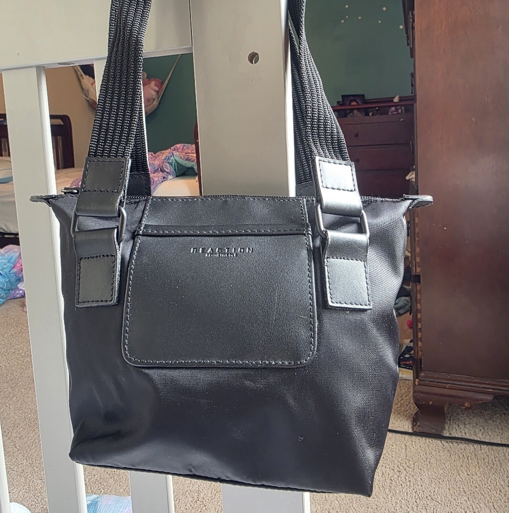 Kenneth Cole Reaction Black Nylon Mini Shoulder Hand Bag